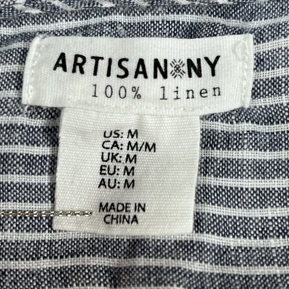 Artisan NY 100% Linen Womens Grey Button Down Shirt Sz Medium - Picture 3 of 3